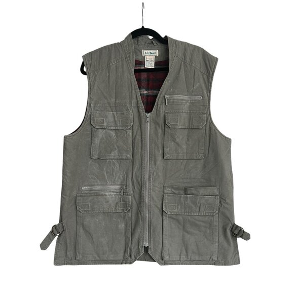 Vtg L.L. Bean Women’s XL Utility Vest • Fishing Hunting Hiking Photography Plaid - Picture 1 of 8